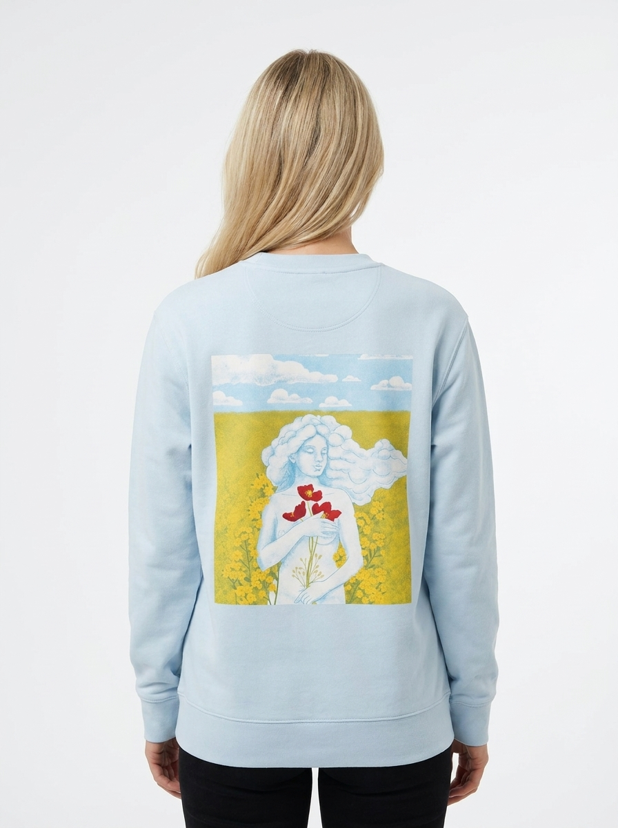 Dreamer Girl unisex sweatshirt in Blue Ice, back view